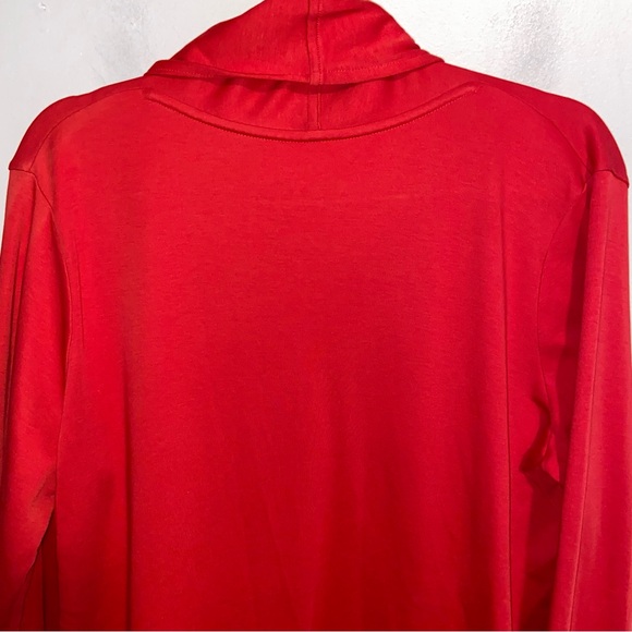 LL Bean Top Womens Large Supima Cotton Peru Open Cardigan Jacket Red Mature - Picture 4 of 8